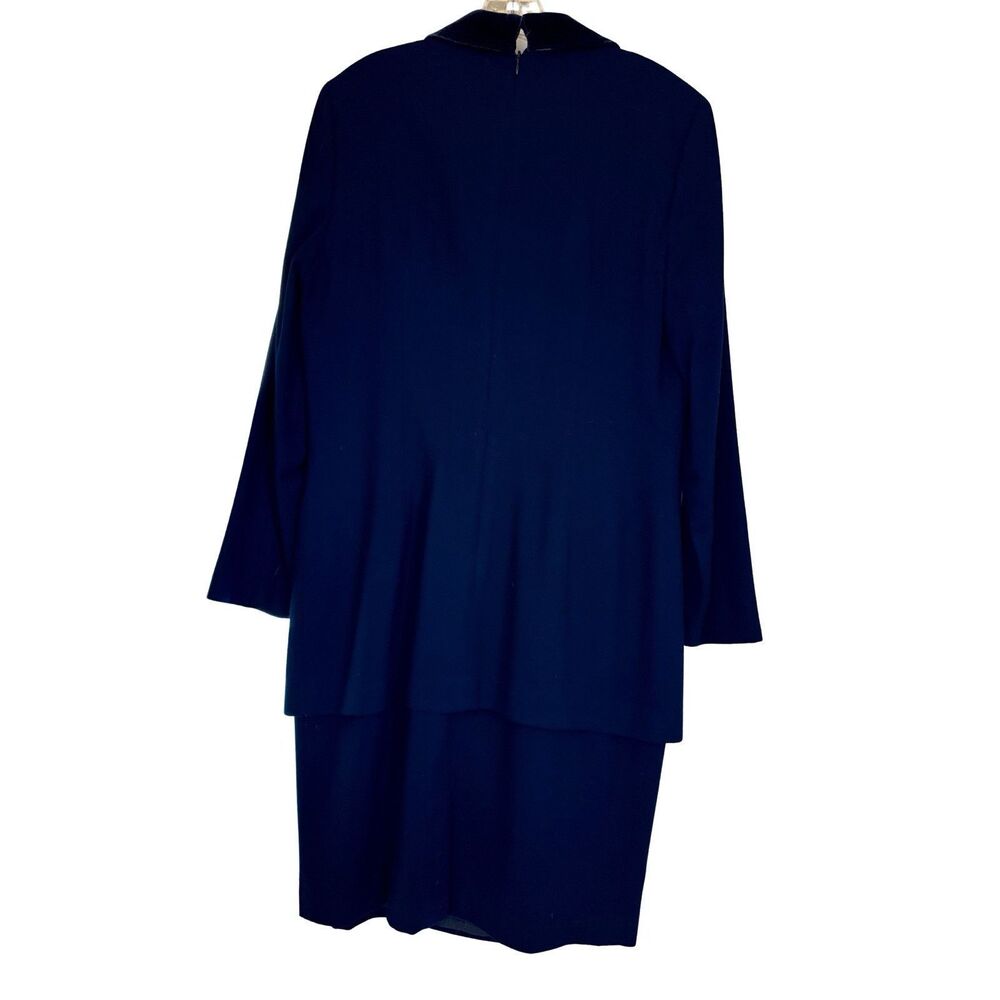 NWT Vintage 90s Talbots Navy Wool Dress With Velvet Collar & Buttons Size 14 - Picture 5 of 16